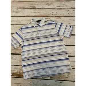 Nike Tiger Woods Collection Mens Blue Striped Fit Dry Golf Polo Shirt Size M